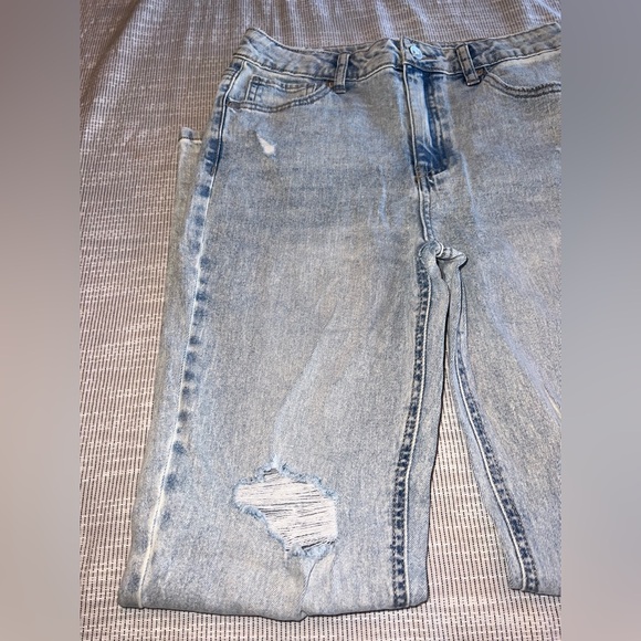 Colorful Planet Distressed Double Roll Mom Jeans | Juniors Size 14 | NWT - Picture 3 of 8
